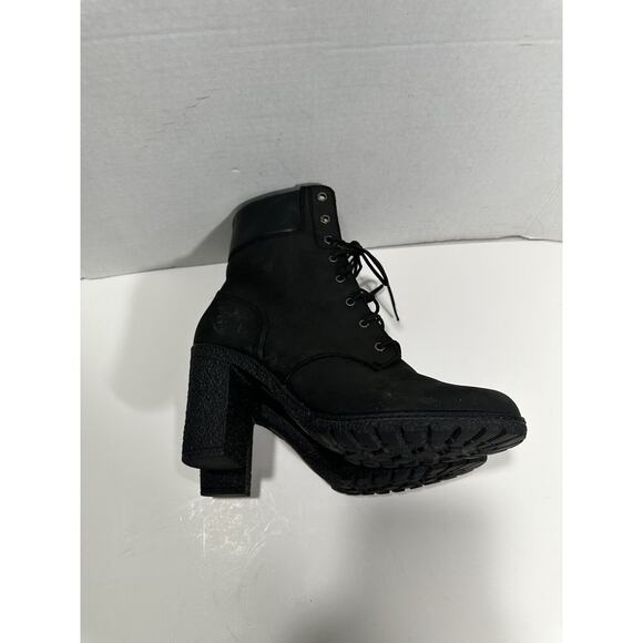 Timberland Womens‎ Glancy 6” Ankle Boots Sz 10 Black Suede High Block Heel Laces - Picture 10 of 12